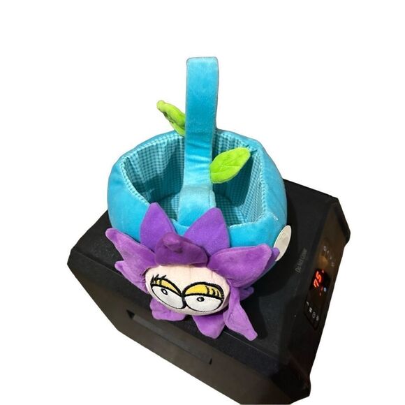 Vintage Dan Dee Dandee Plush Basket Flower with Smiley Face Blue Purple New - Picture 11 of 12